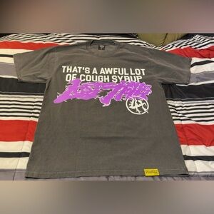 Lost hills X AWFUL LOT OF COUGH SYRUP Short Sleeve Tee - Gray with Purple Print
